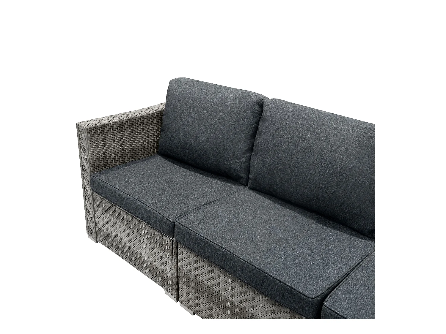 Rattan Gartenmöbel 7-teiliges Set & 996L Aufbewahrungsbox Marielle Grau 5-Sitzer Sofa Ecksofa Stühle mit Kissen, Tisch, Regenabdeckung