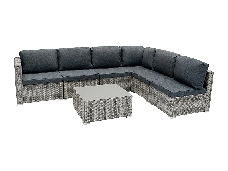 Set Muebles de Patio modulares de Ratán Marielle|Gris 7Piezas