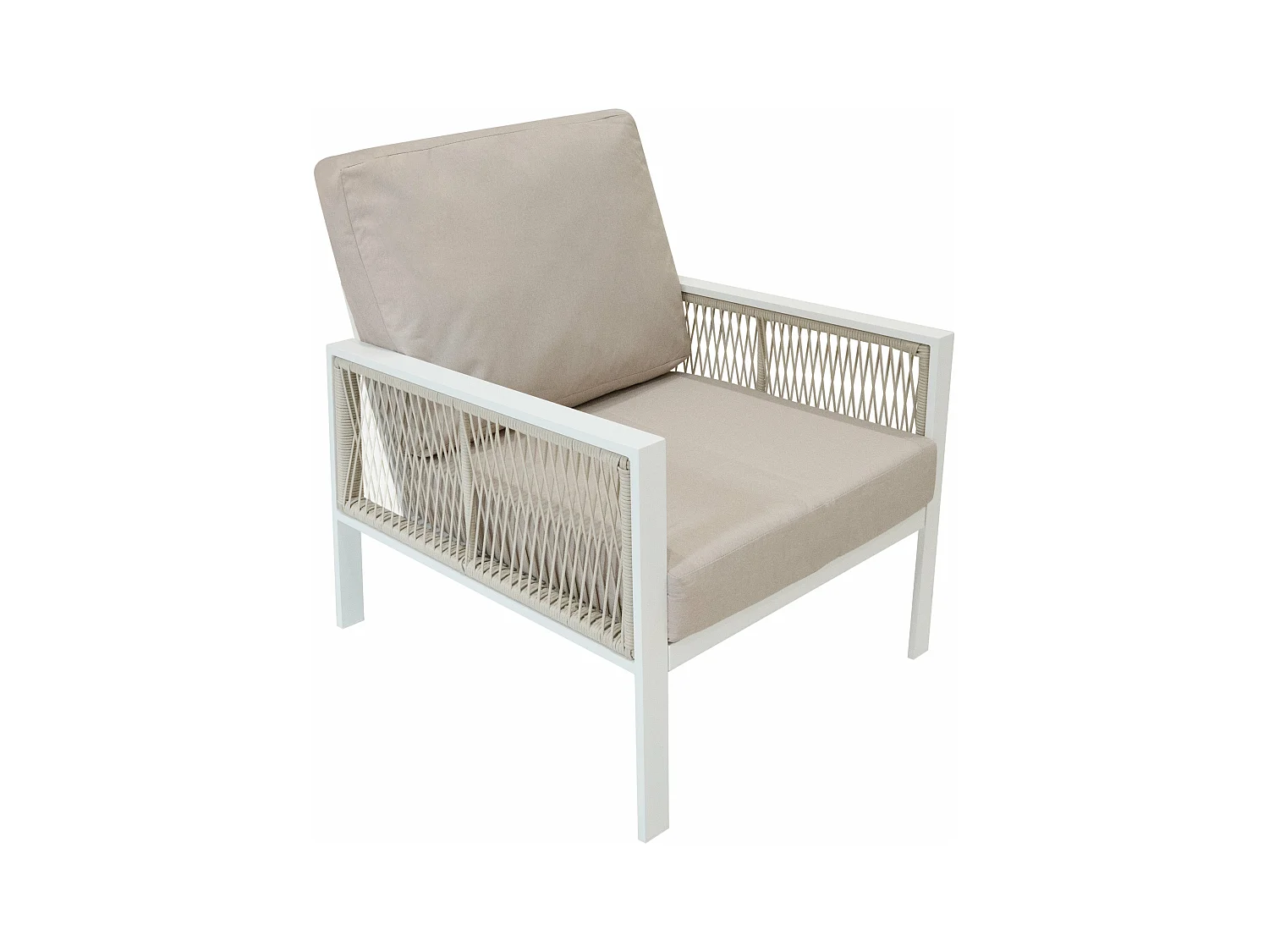 Set Mobili da Esterno 4 Pezzi in Alluminio Divano Tavolino Poltrone Bianco