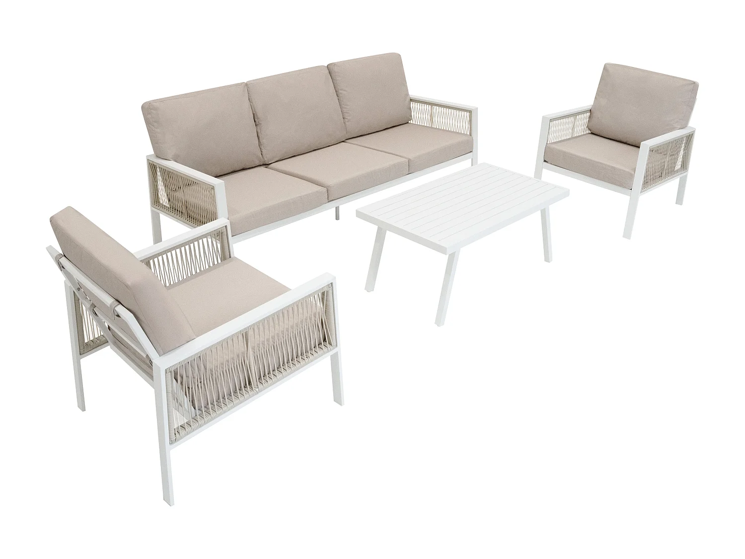Aluminium 4-delt sofasæt - Hvid