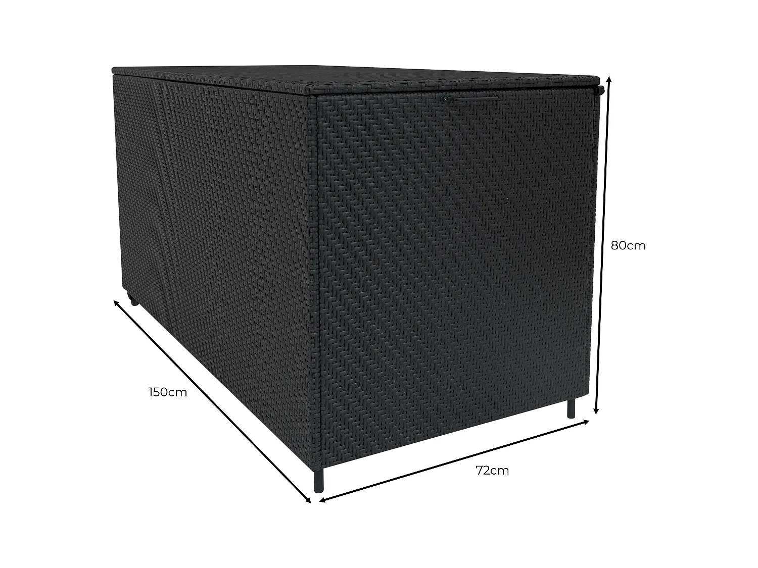 Salon de Jardin Modulaire en Rotin Noir 7 Pièces & Coffre de Rangement 700 L