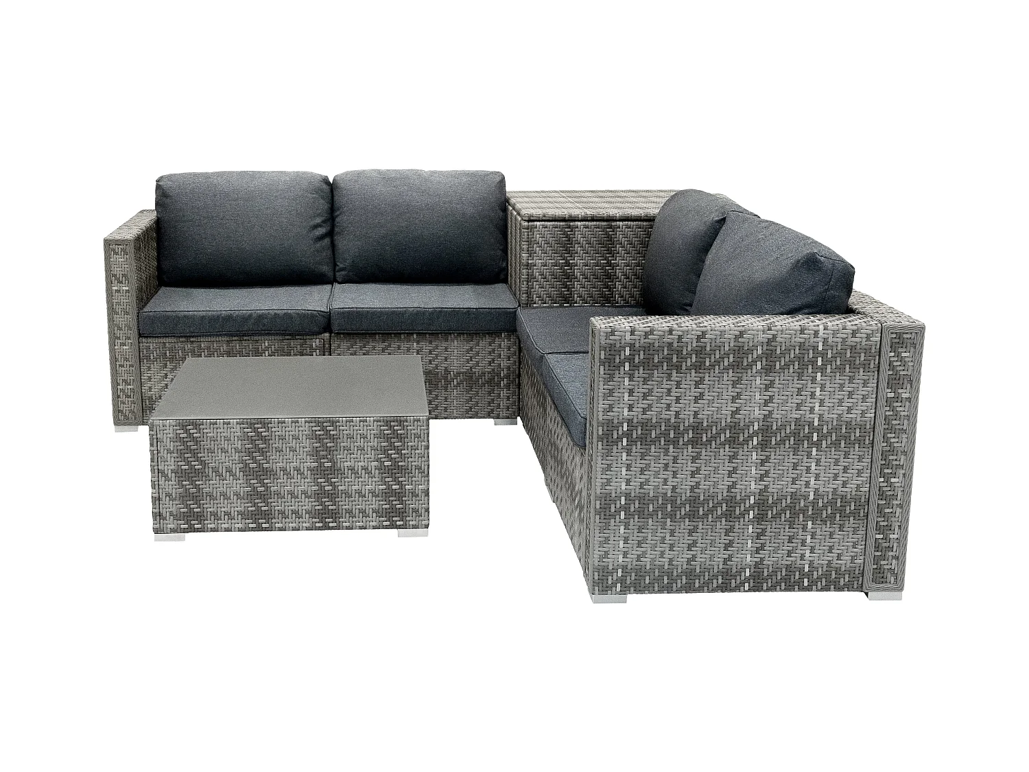 Rotan Modulaire 6-Delige Meubelset & 700L Opbergbox - Grijs