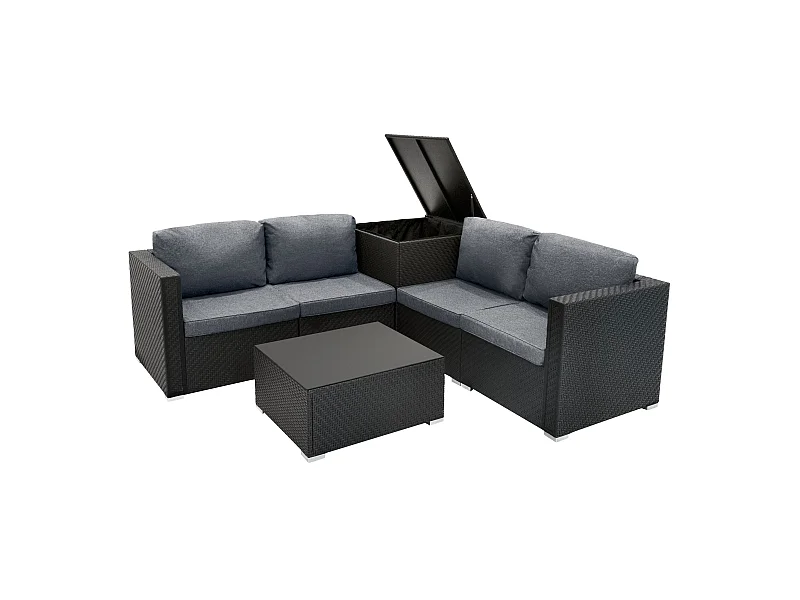 Rotan Modulaire 6-Delige Meubel Set - Zwart