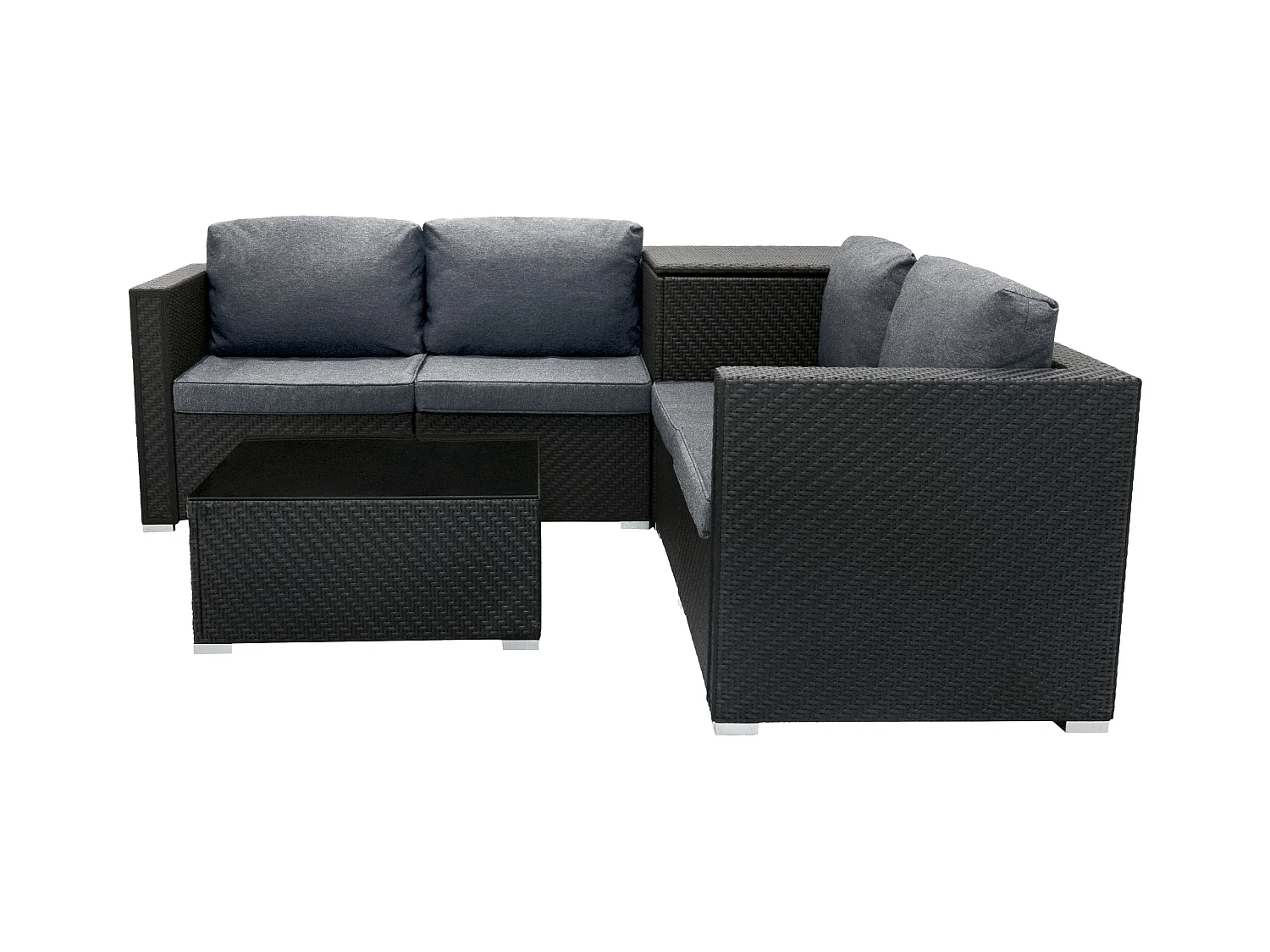 Rotan Modulaire 6-Delige Meubelset & 996L Opbergbox - Zwart