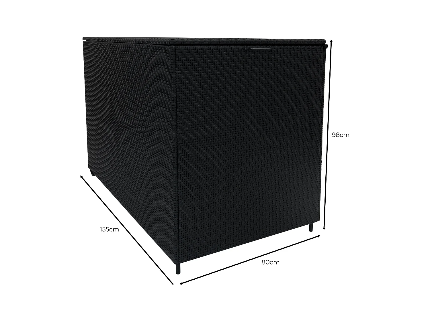 Salon de Jardin Modulaire en Rotin Noir 7 Pièces & Coffre de Rangement 996 L