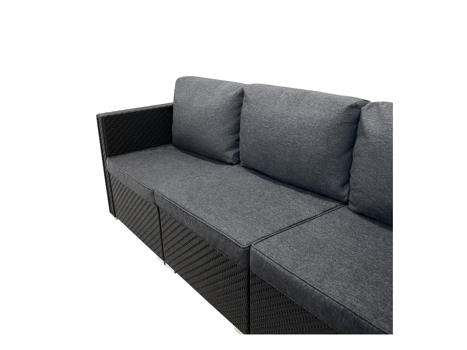 Salon de Jardin Modulaire en Rotin Noir 7 Pièces & Coffre de Rangement 996 L