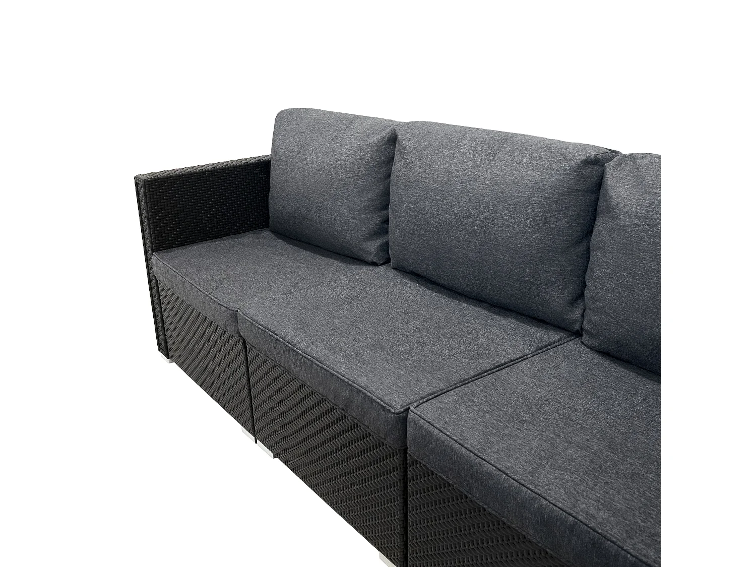 Rattan Modular 7 Piece Furniture Set & 996L Storage Box - Black
