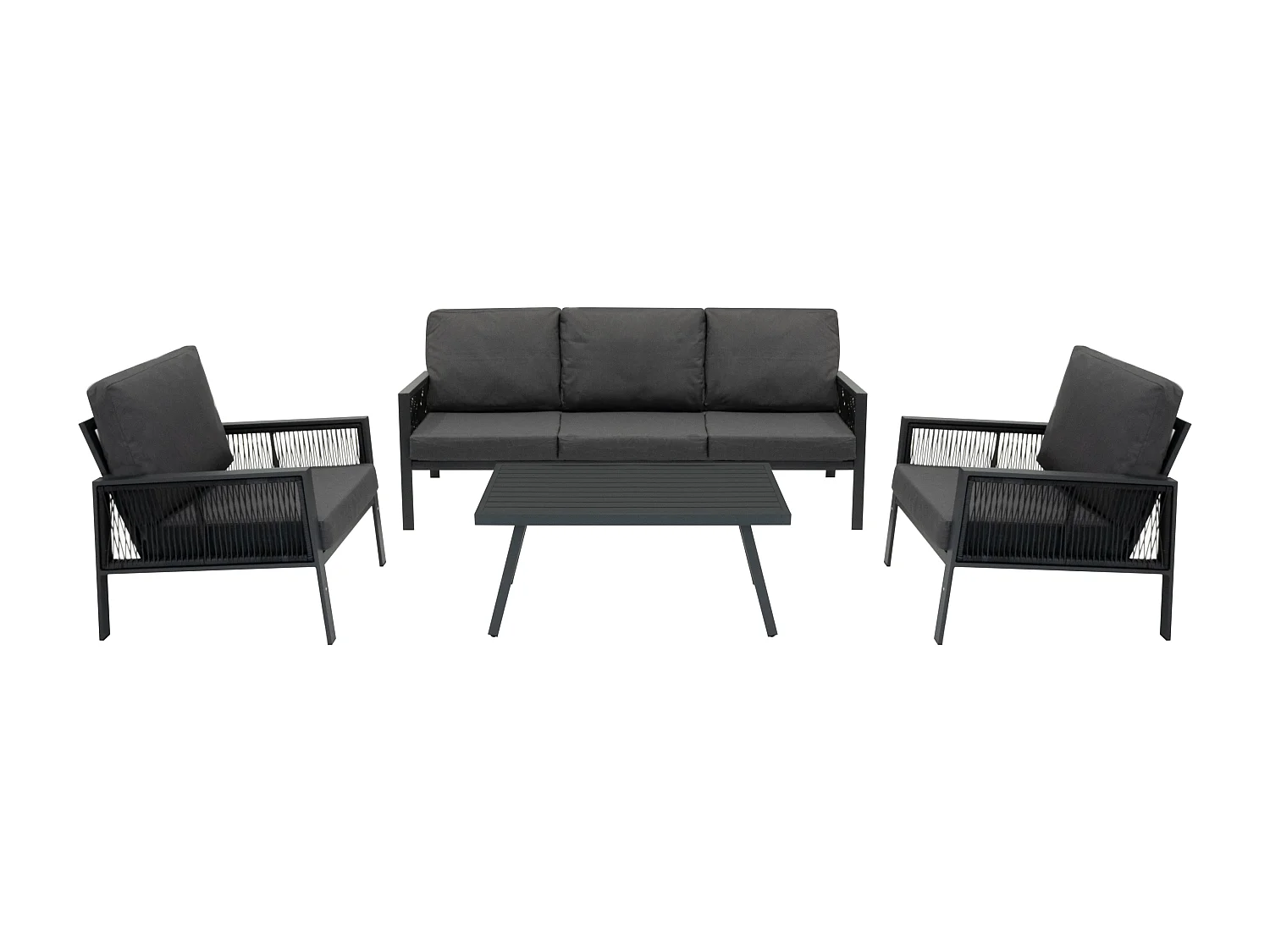 Set Mobili da Esterno 4 Pezzi in Alluminio Divano Tavolino Poltrone Grigio Antracite