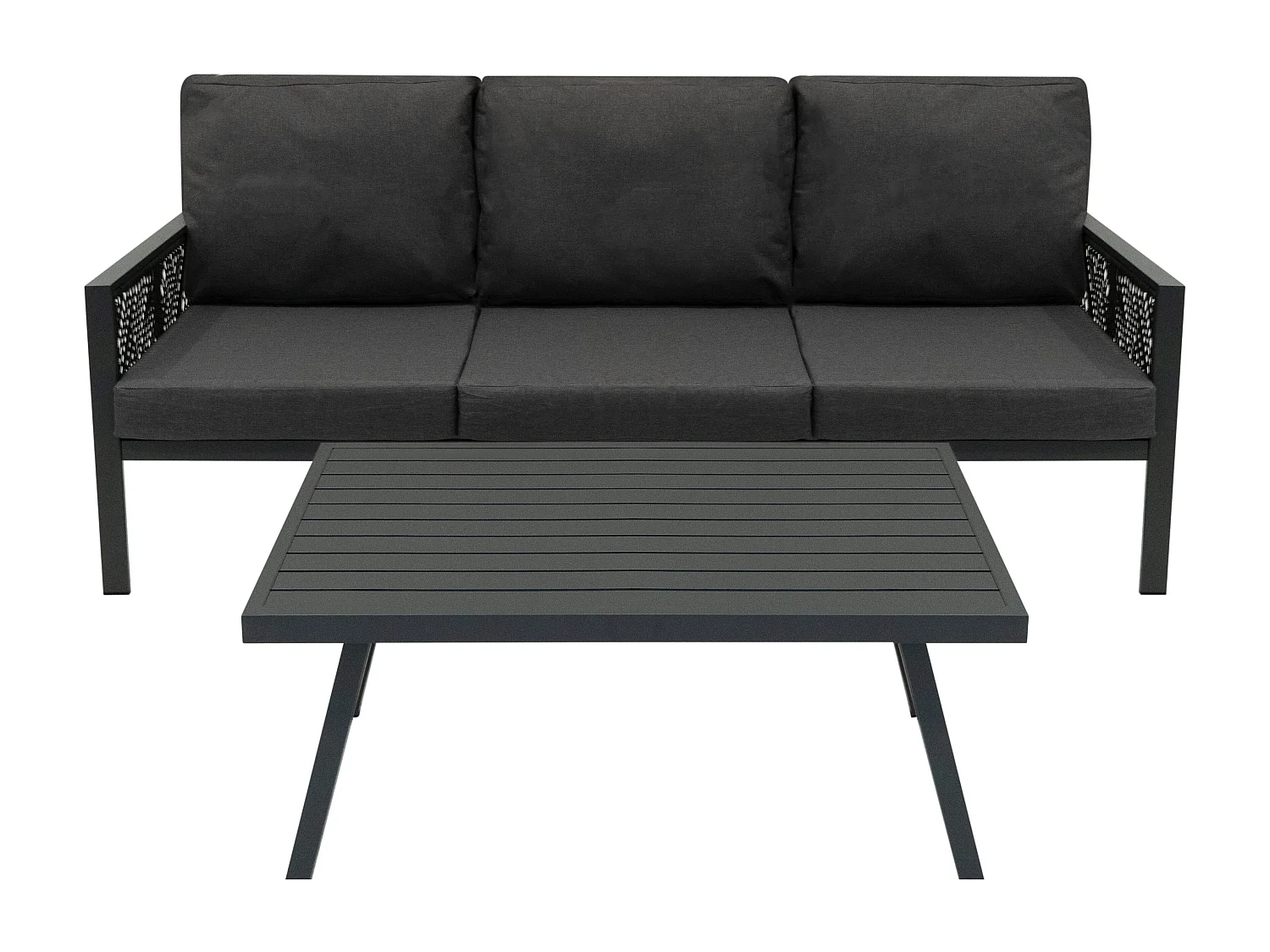 Set Mobili da Esterno 4 Pezzi in Alluminio Divano Tavolino Poltrone Grigio Antracite