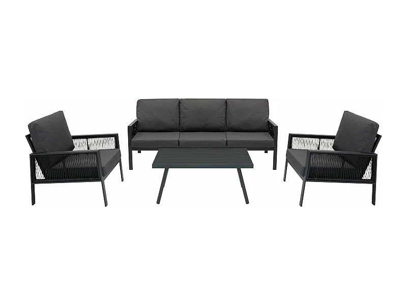 Aluminium 4-Delige Loungeset | Tuinbank Tafel Stoelen | Grijs | Tuin / Buiten