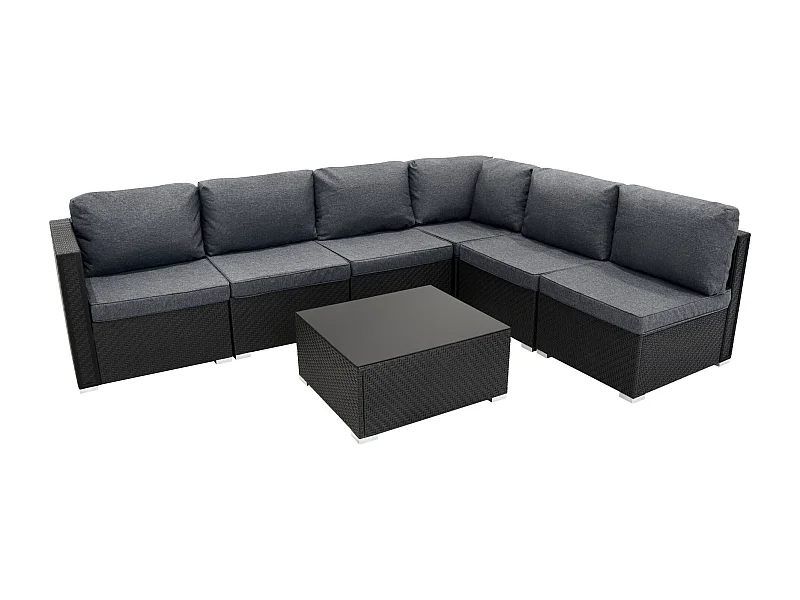 Set Muebles de Patio modulares de Ratán Serafina|Negro - 7Piezas