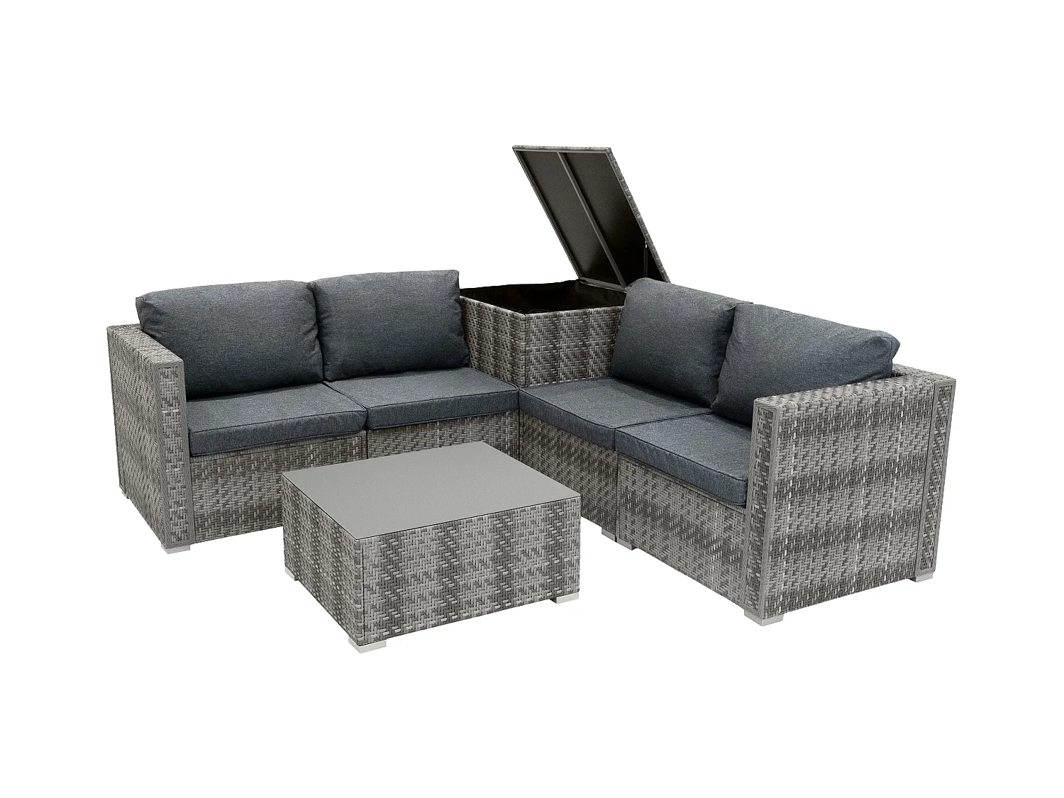 Set Muebles de Patio modulares de Ratán Marielle - Gris 6Piezas