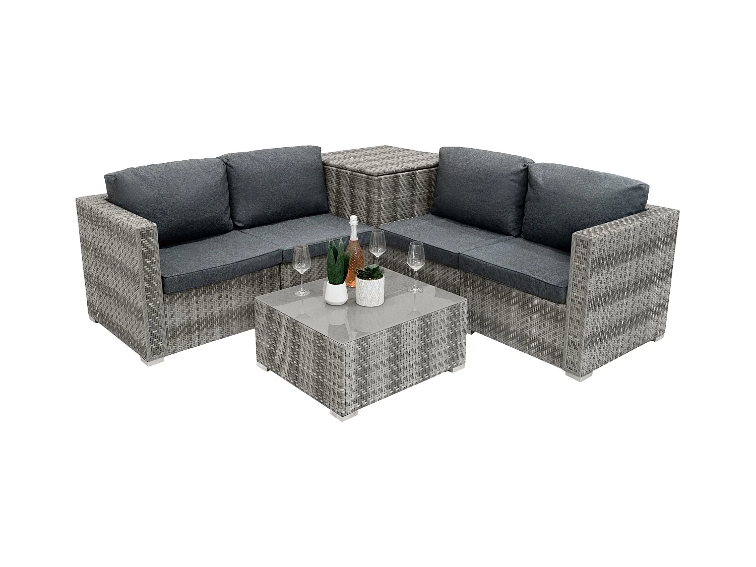 Set Muebles de Patio modulares de Ratán Marielle - Gris 6Piezas