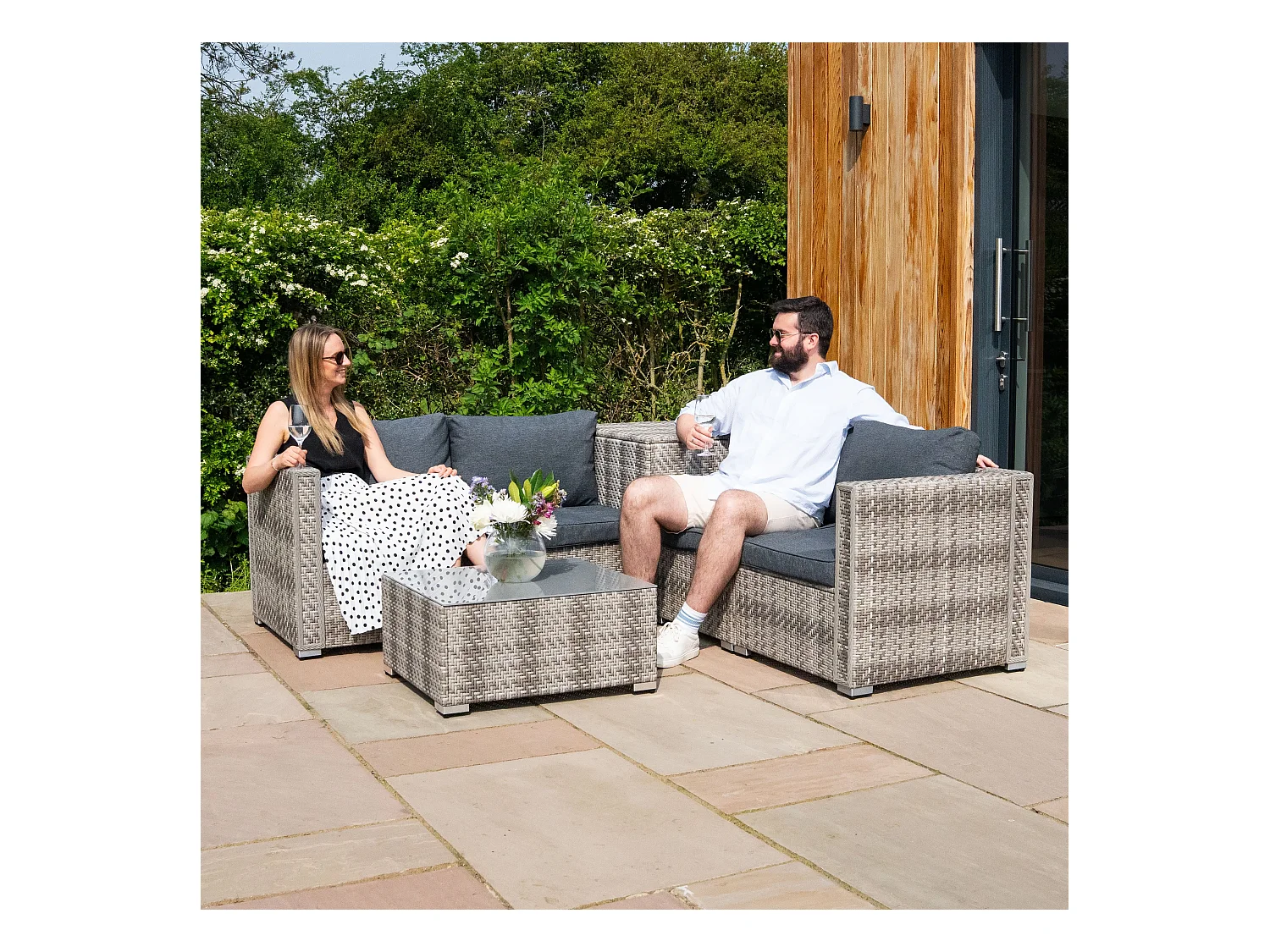 Set Muebles de Patio modulares de Ratán Marielle - Gris 6Piezas