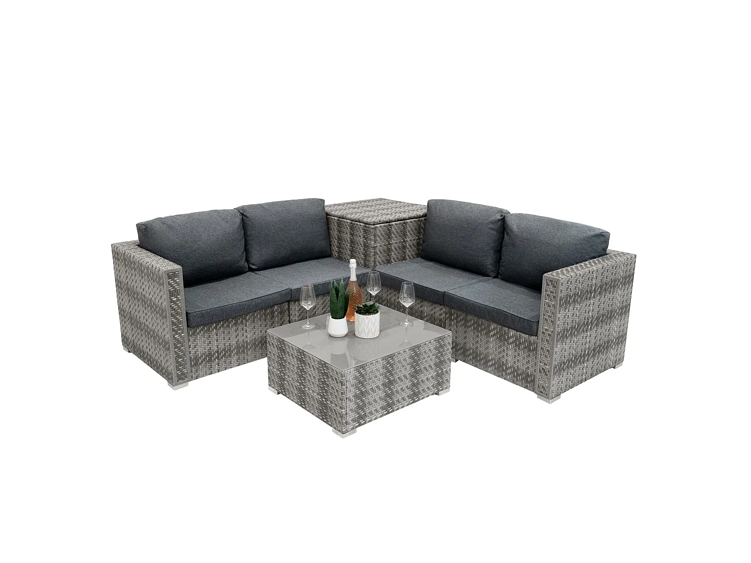 Rattan Modular 6 Piece Furniture Set – Grey