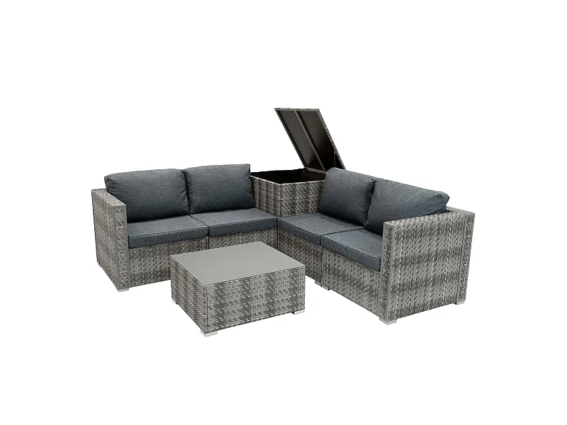 Rattan Modular 6 Piece Furniture Set – Grey