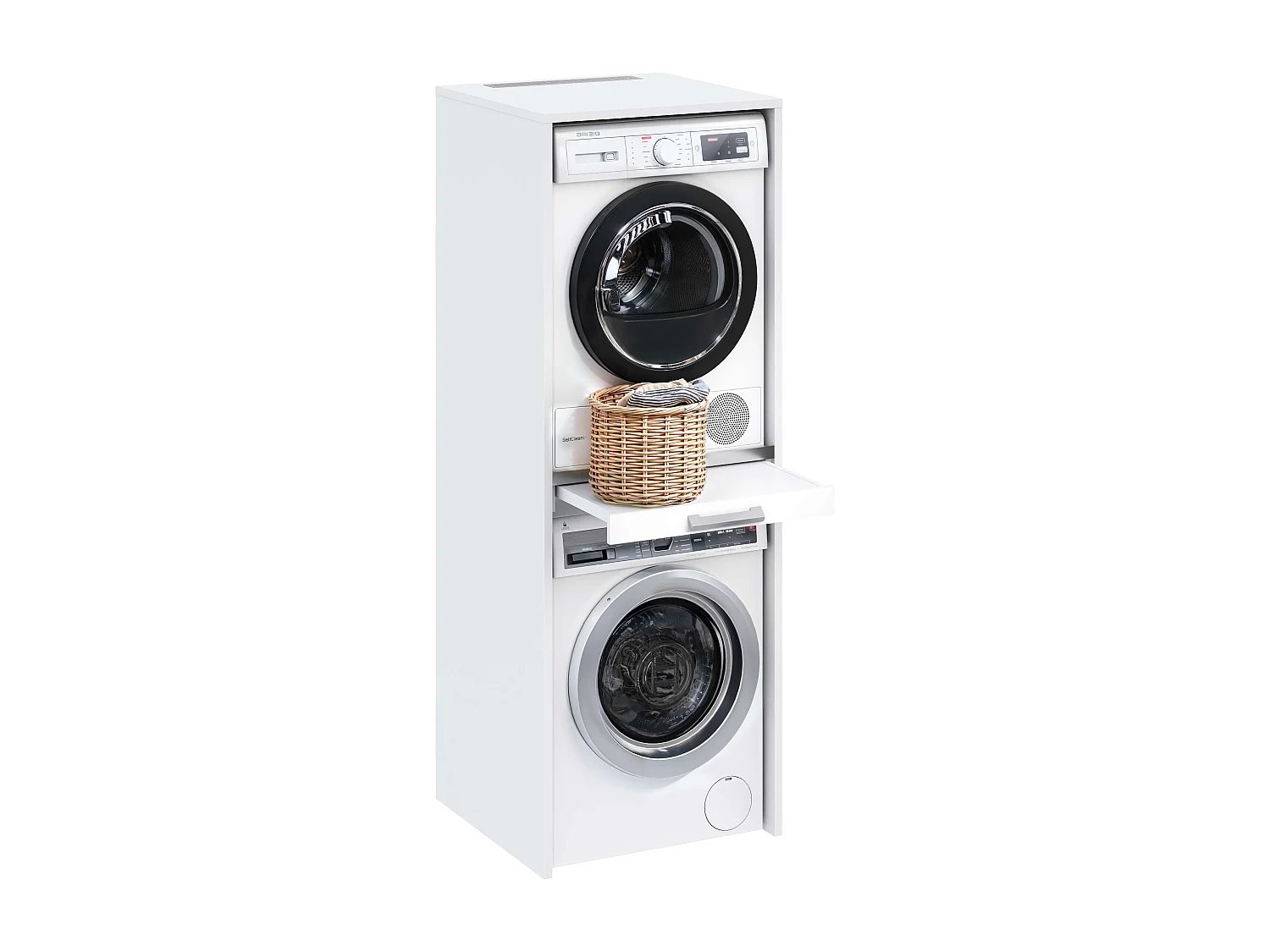 Armoire colonne pour lave-linge et sèche-linge superposés T-BATH 67,2x187,5cm blanc