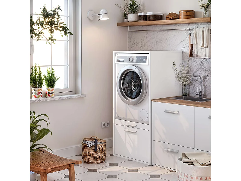 Meuble armoire pour machine à laver T-BATH 67,2x144cm blanc