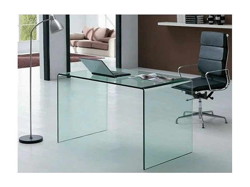 Escrivaninha Glassy em vidro curvado 120x70x75 cm