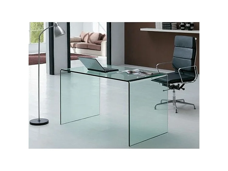 Bureau Glassy en verre courbe 120x70x75 cm