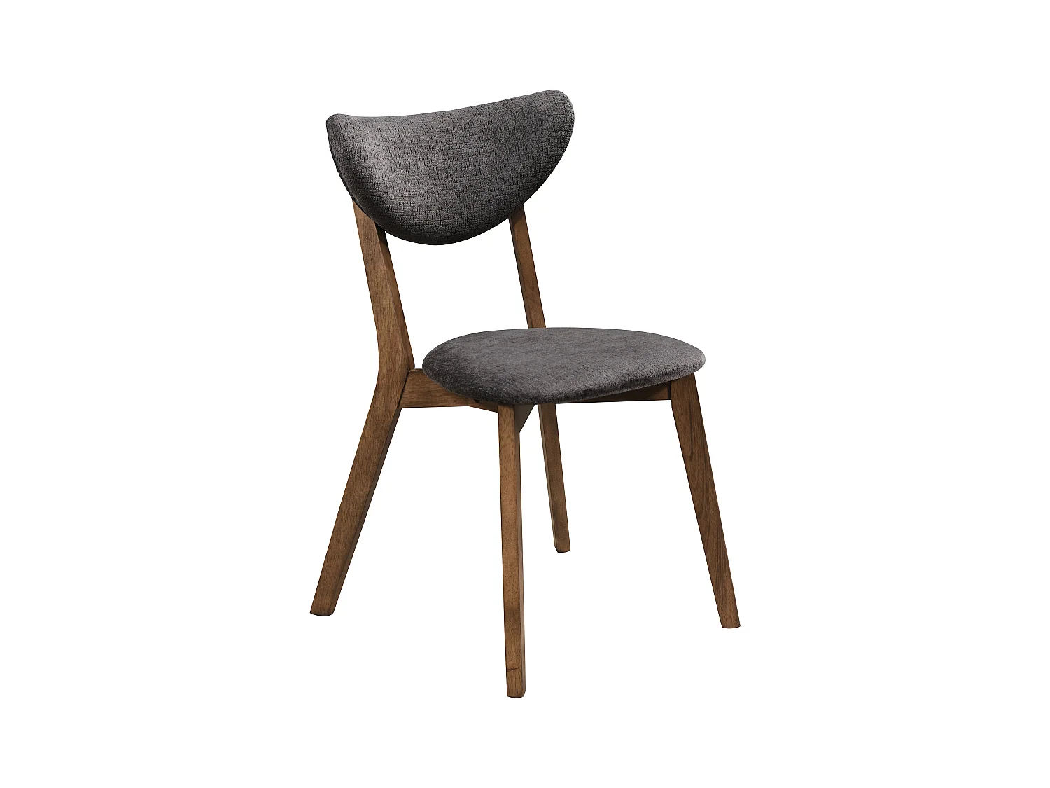 Lot de 6  chaises en tissu texturé et bois d'hévéa naturel foncé - Anthracite - LISETTE