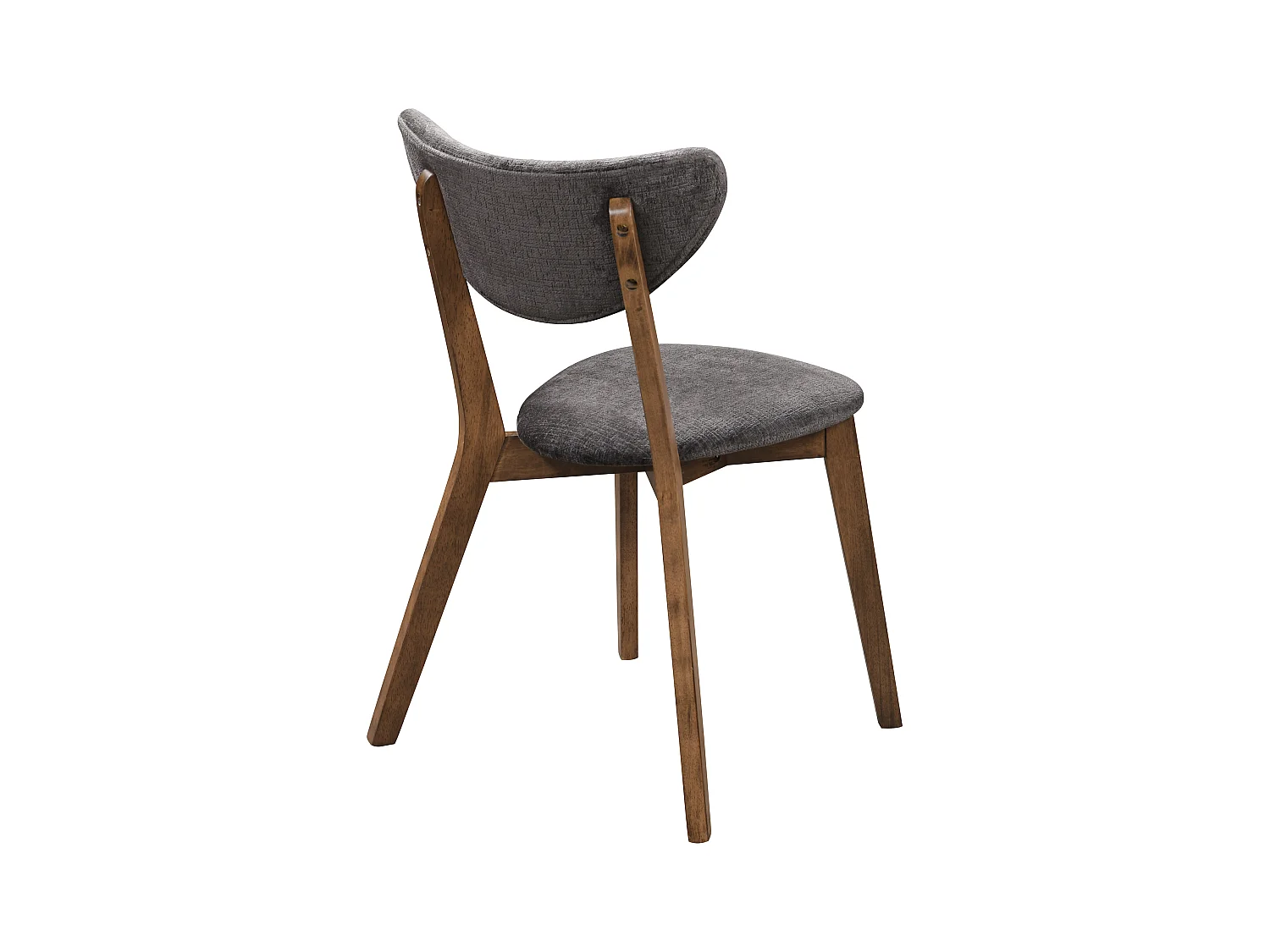 Lot de 6  chaises en tissu texturé et bois d'hévéa naturel foncé - Anthracite - LISETTE