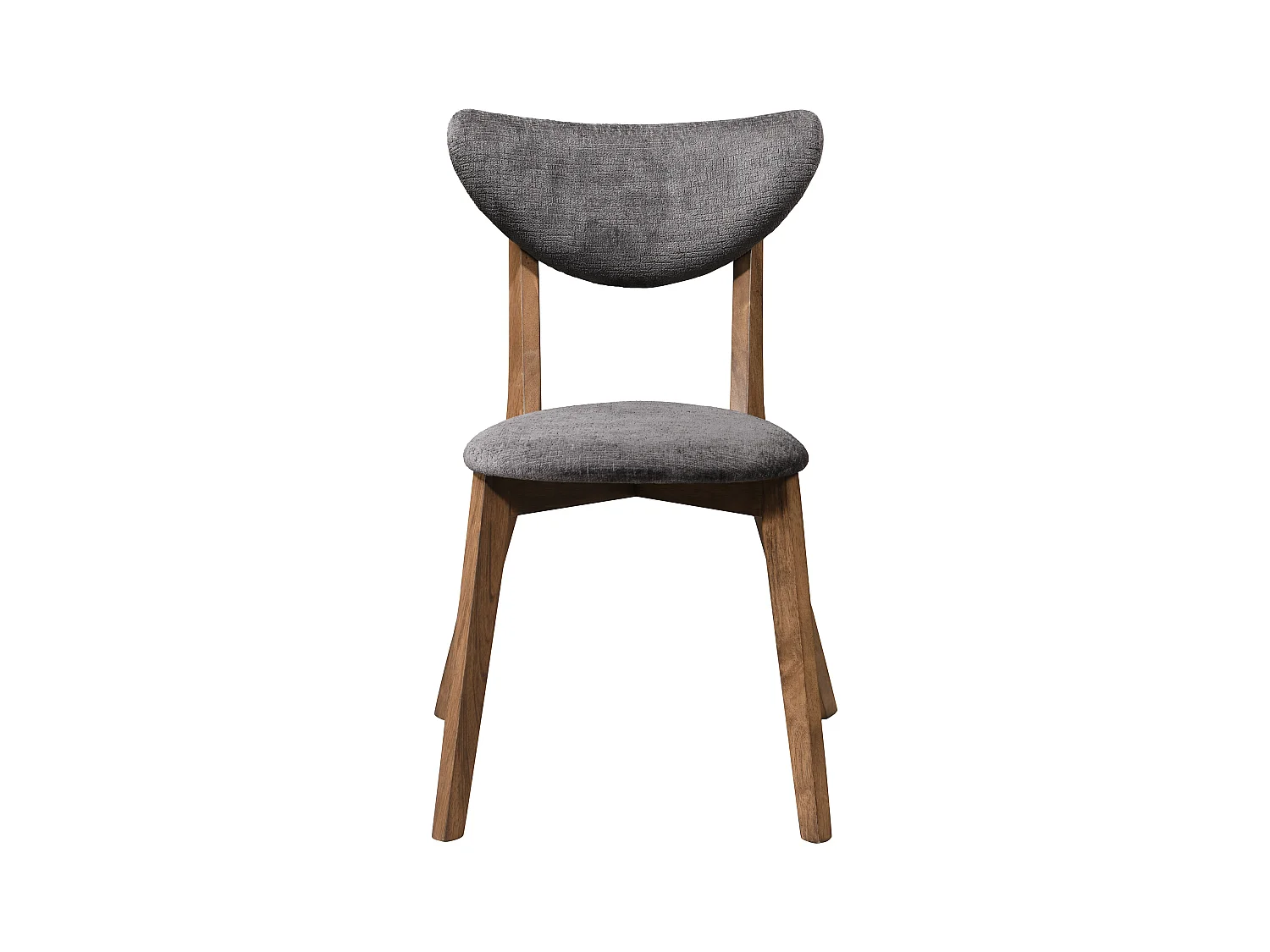 Lot de 6  chaises en tissu texturé et bois d'hévéa naturel foncé - Anthracite - LISETTE