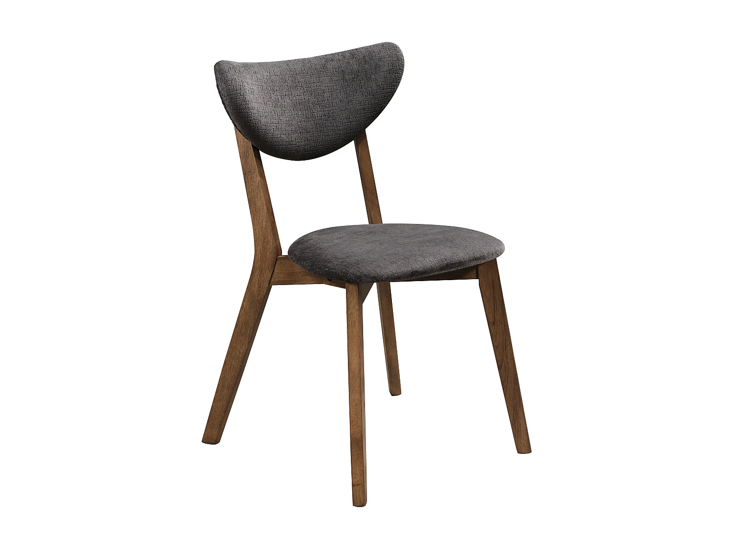 Lot de 6  chaises en tissu texturé et bois d'hévéa naturel foncé - Anthracite - LISETTE
