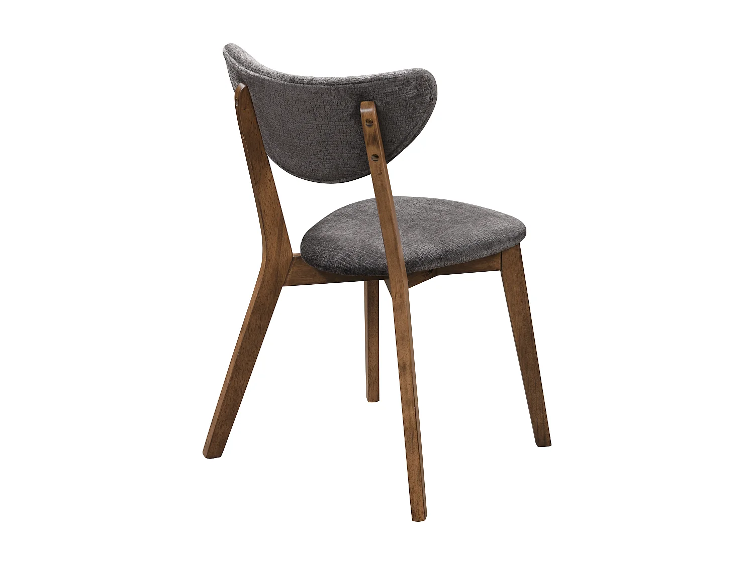 Lot de 6  chaises en tissu texturé et bois d'hévéa naturel foncé - Anthracite - LISETTE