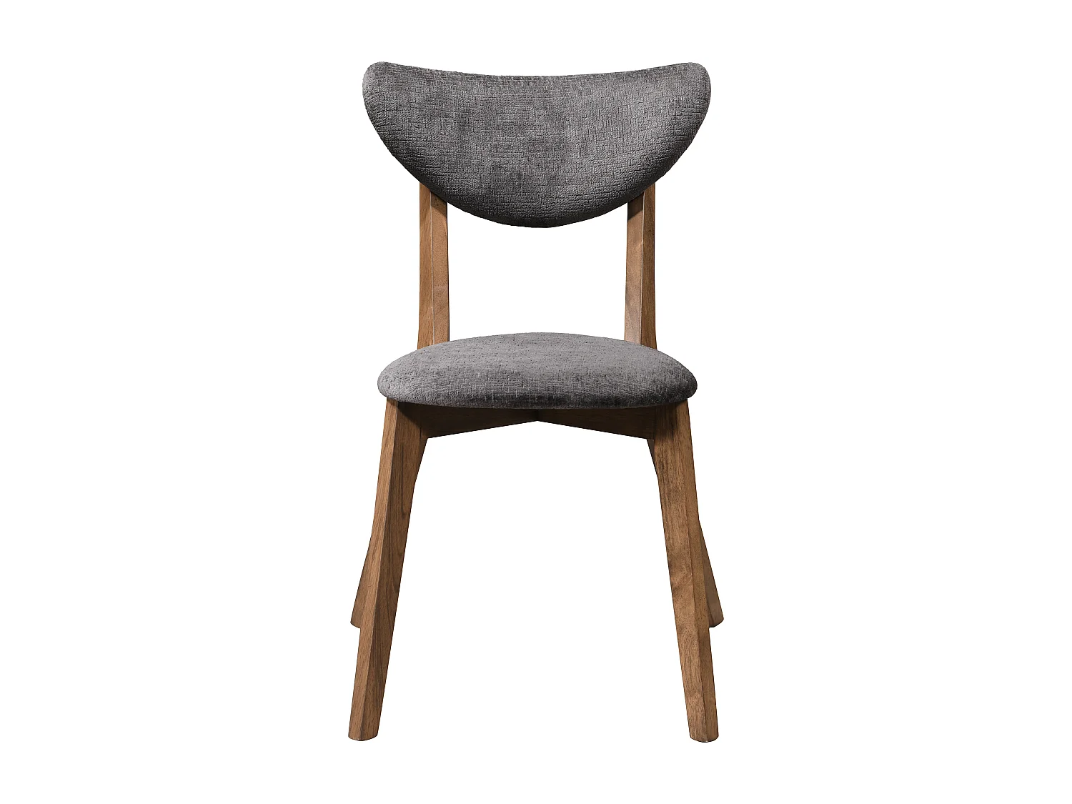 Lot de 6  chaises en tissu texturé et bois d'hévéa naturel foncé - Anthracite - LISETTE