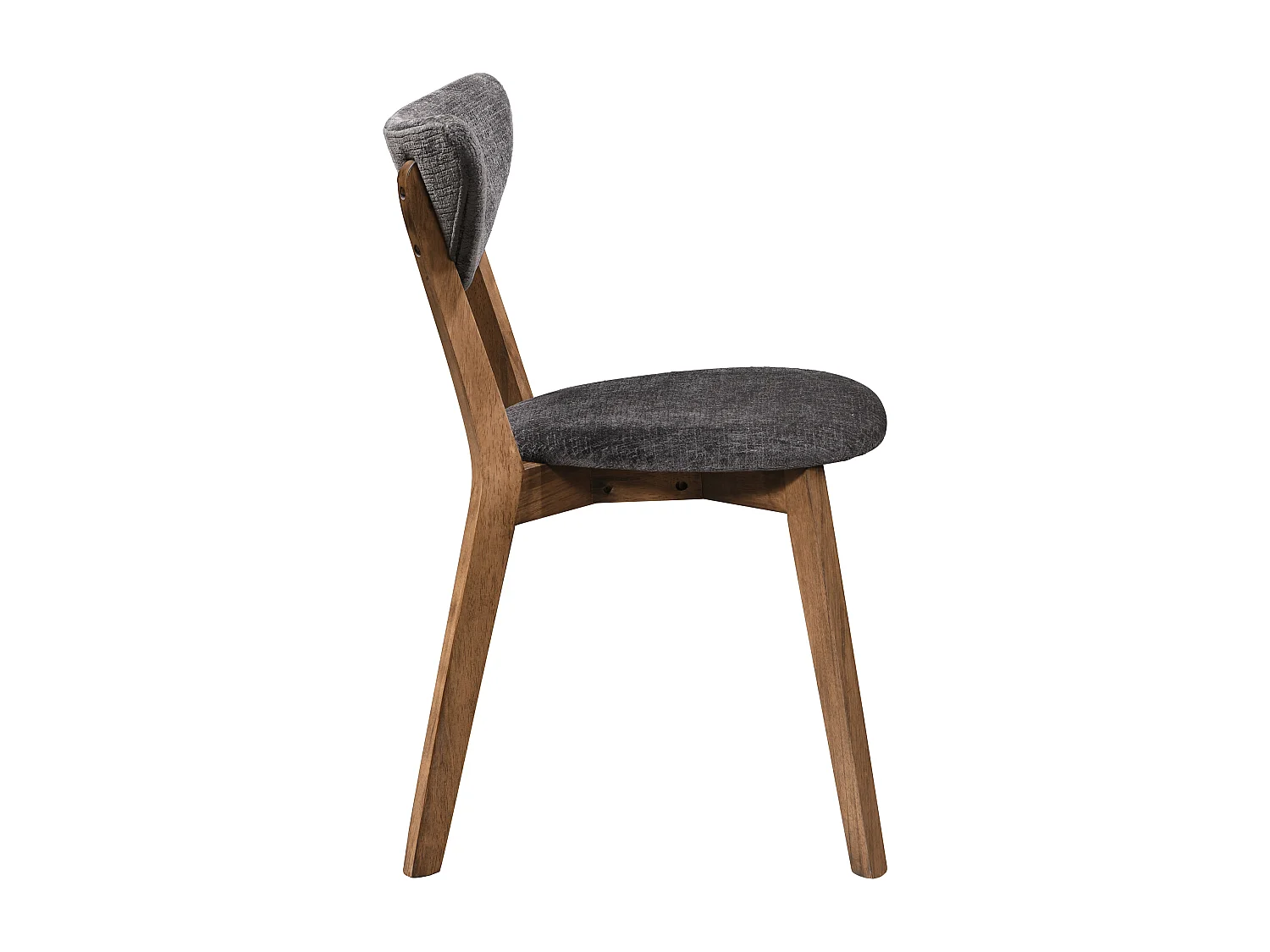 Lot de 6  chaises en tissu texturé et bois d'hévéa naturel foncé - Anthracite - LISETTE