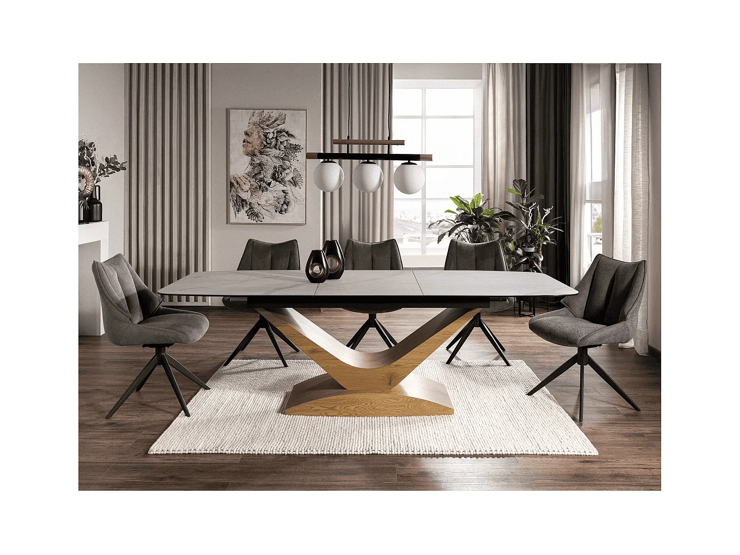 Esstisch Dolce/Keramik&Holz/Weiss&Braun