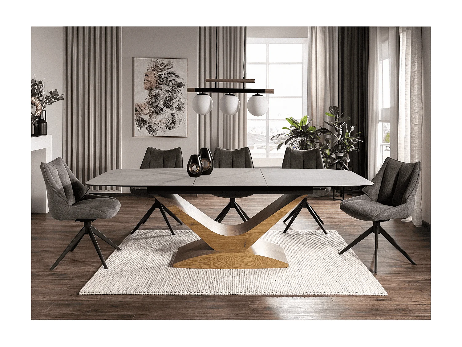 Tavolo da pranzo Dolce/Ceramica Legno/Bianco Marrone