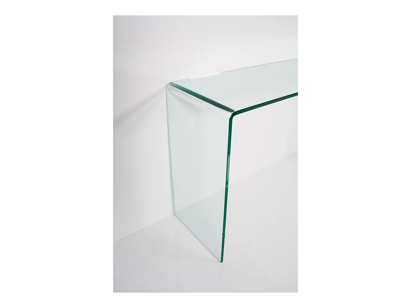 Smalle konsolentisch aus gebogenem glas 100x40x80 cm