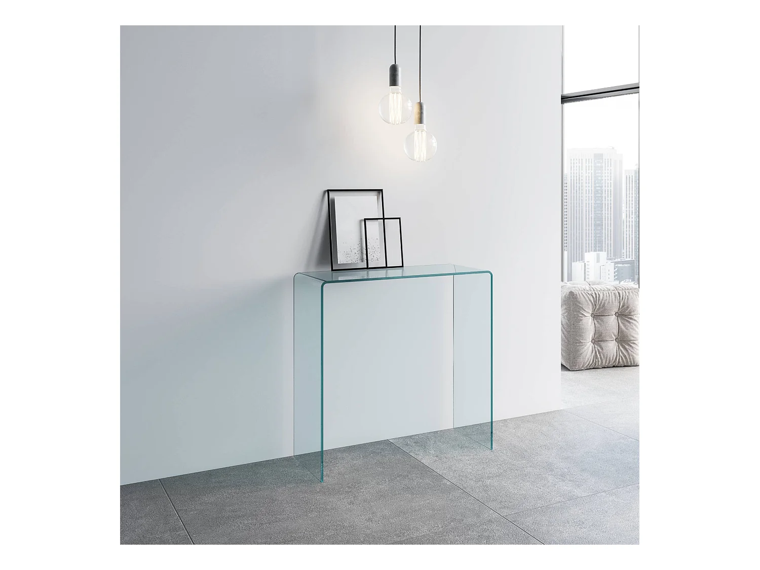 Console Smalle en verre courbe 80x40x80 cm