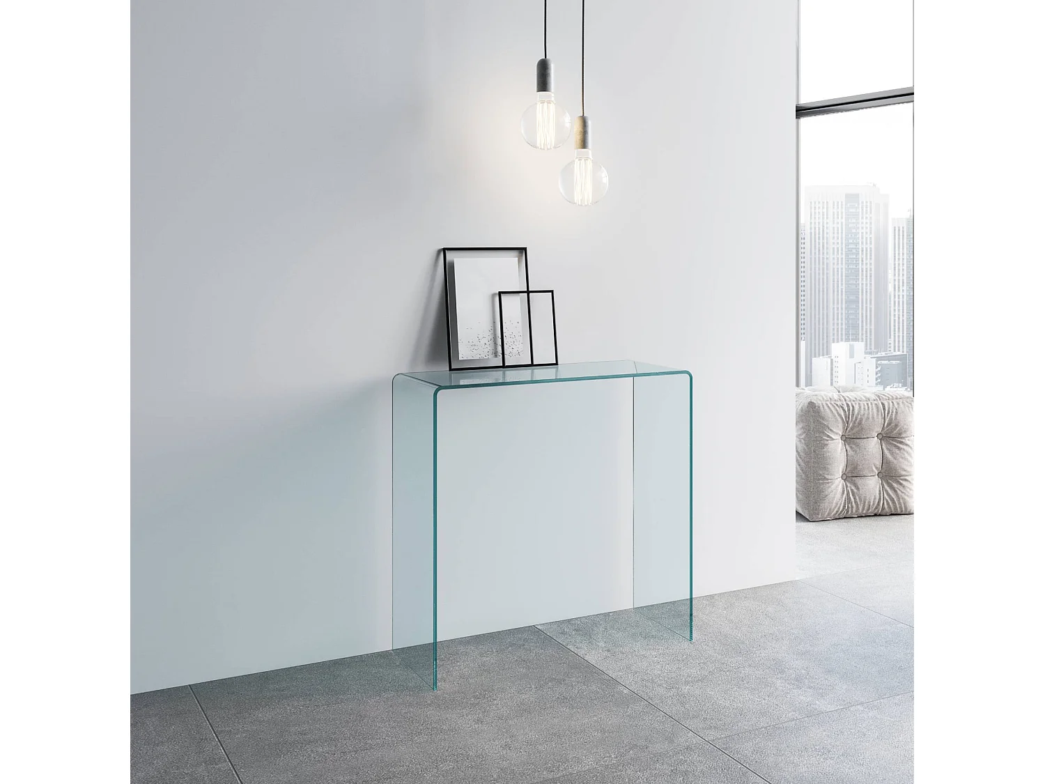 Console Smalle en verre courbe 80x40x80 cm