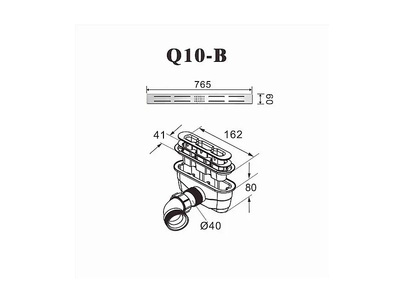 Aica 80x80x3cm zwart douchebak, gebogen，gemaakt van een mengsel van natuursteen en hars, antislip, antibacterieel, met douchegoot rooster en afvoer