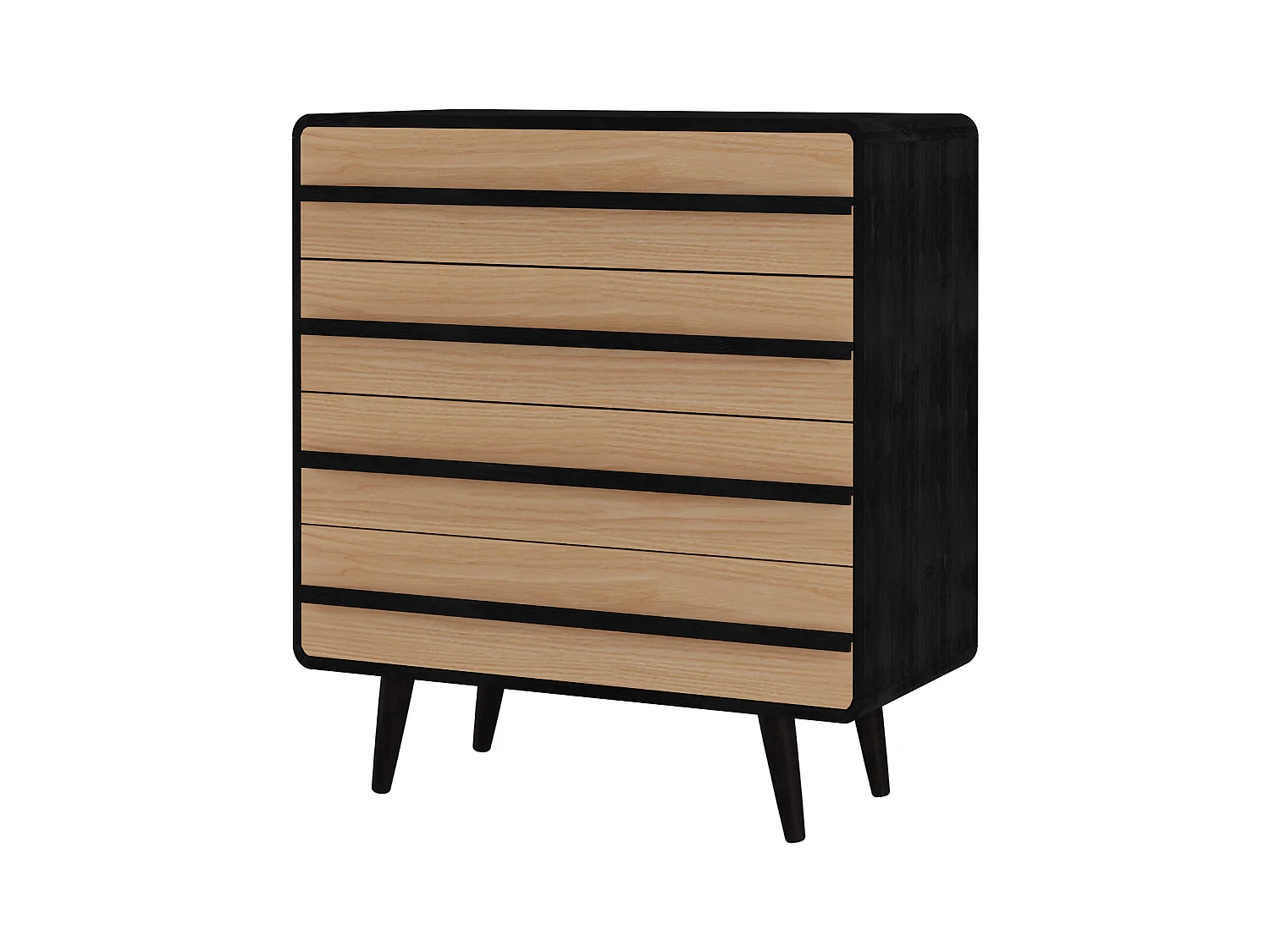 Chantal | Commode à 4 tiroirs en aggloméré nature et noir