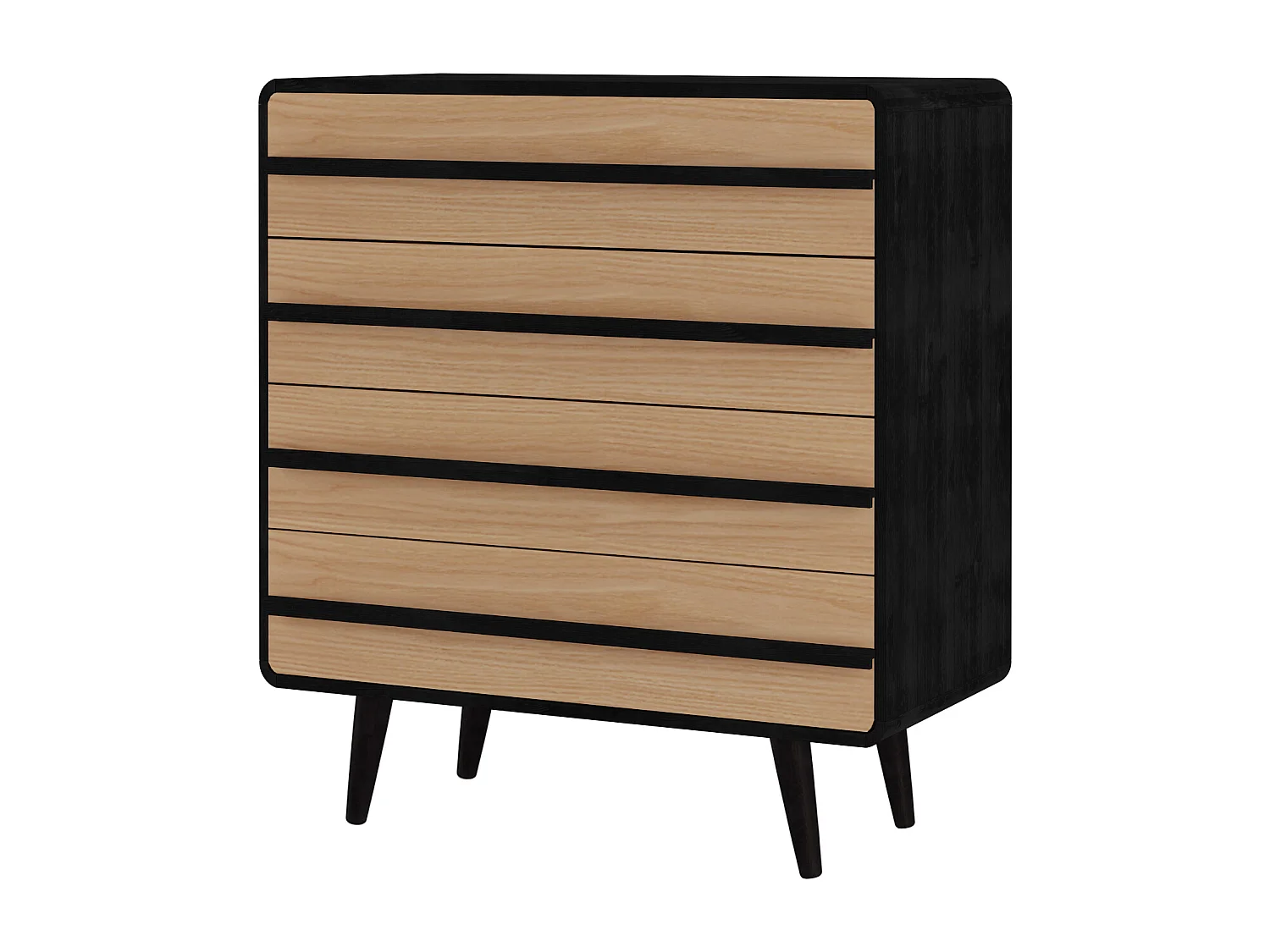 Chantal | Commode à 4 tiroirs en aggloméré nature et noir