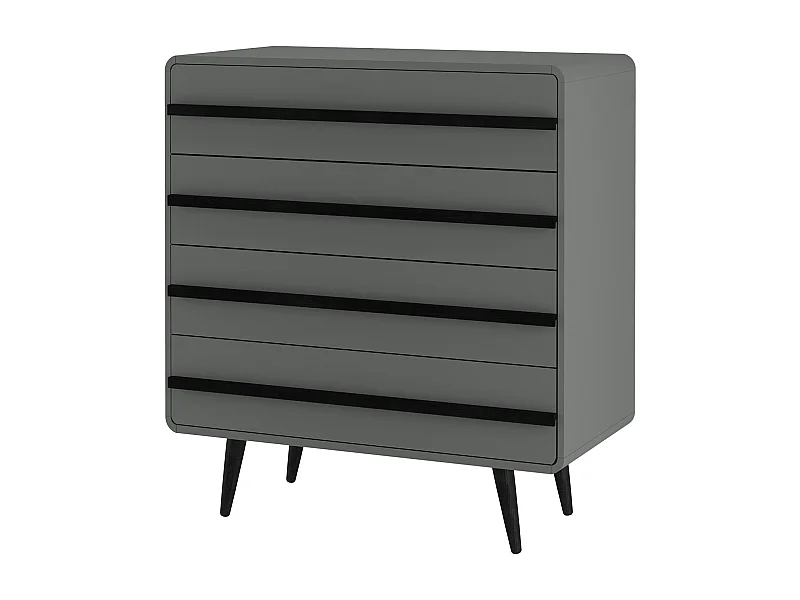 Cómoda con 4 cajones en aglomerado gris y negro