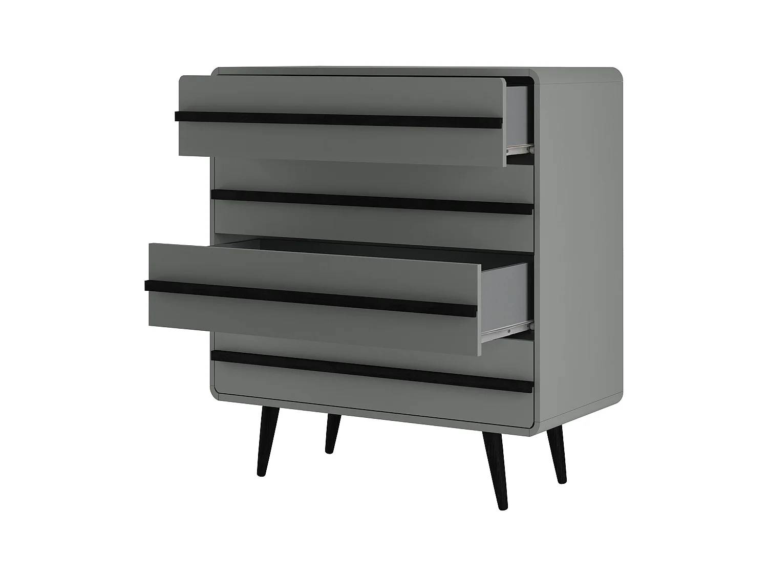 Chantal | Commode 4 tiroirs en aggloméré gris et noir