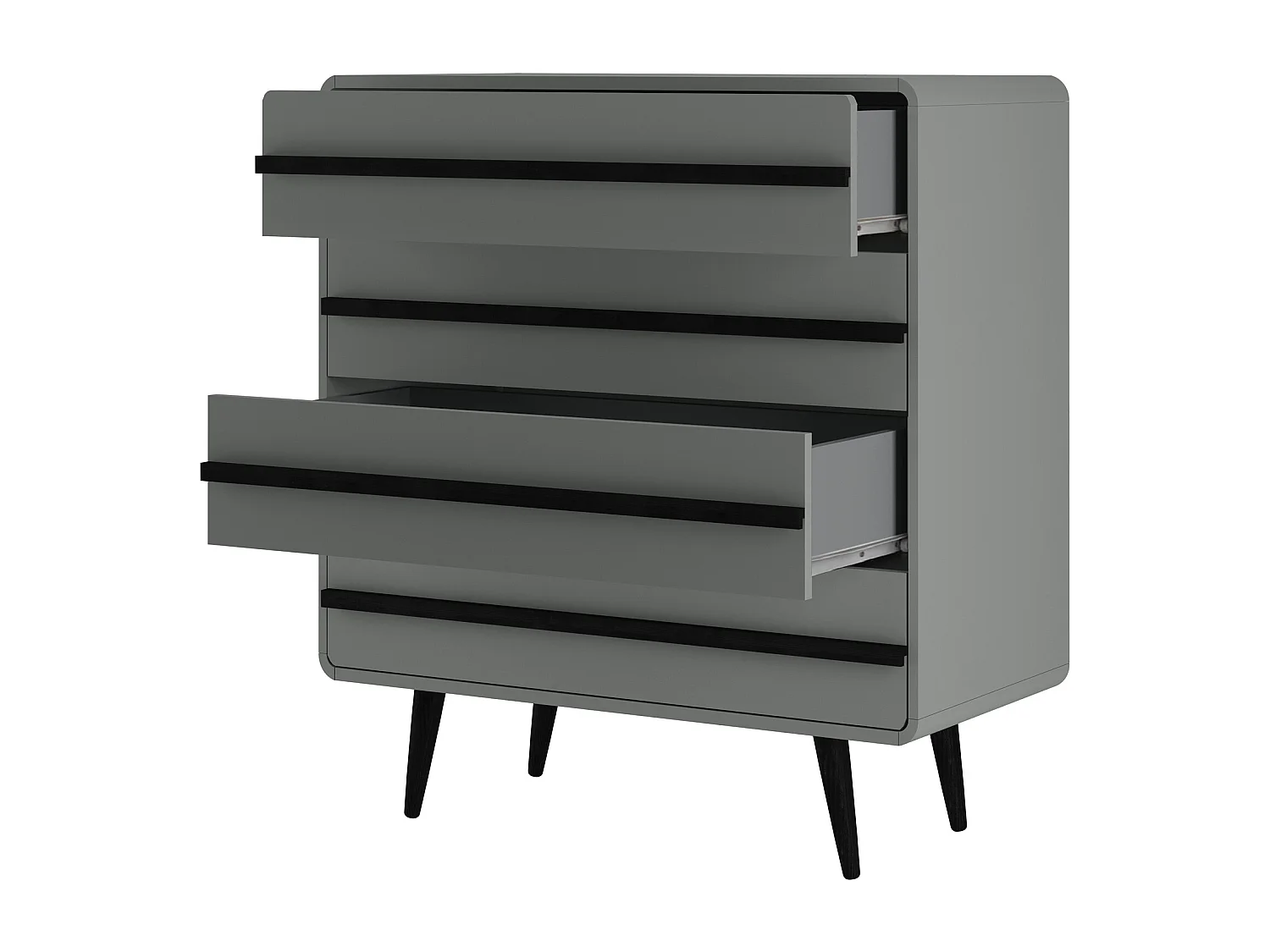 Chantal | Commode 4 tiroirs en aggloméré gris et noir