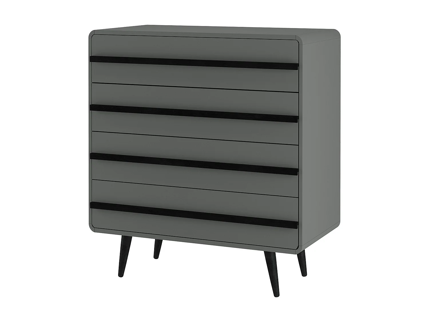 Chantal | Commode 4 tiroirs en aggloméré gris et noir