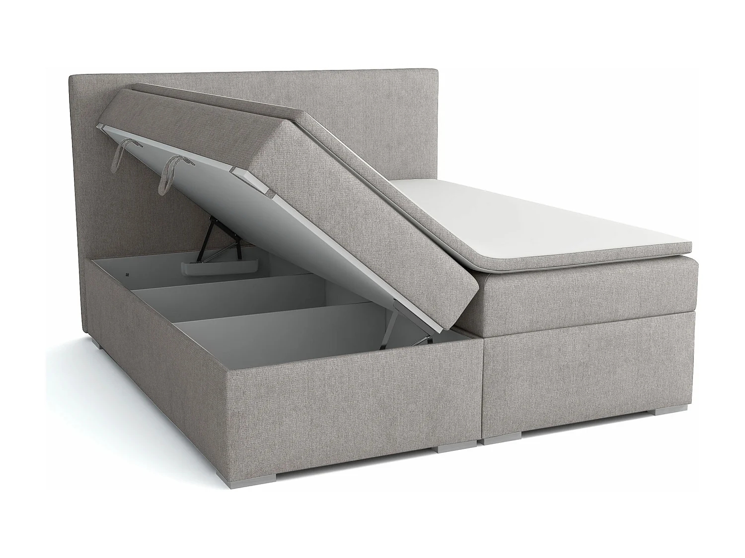 LIT BOXSPRING avec surmatelas Ennis 200x200 cm, Lux 05 (Gris clair)