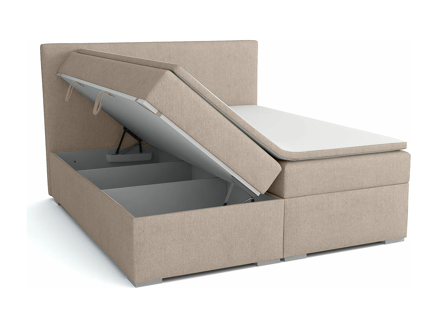LIT BOXSPRING avec surmatelas Ennis 200x200 cm, Soro 21 (Ivoire)