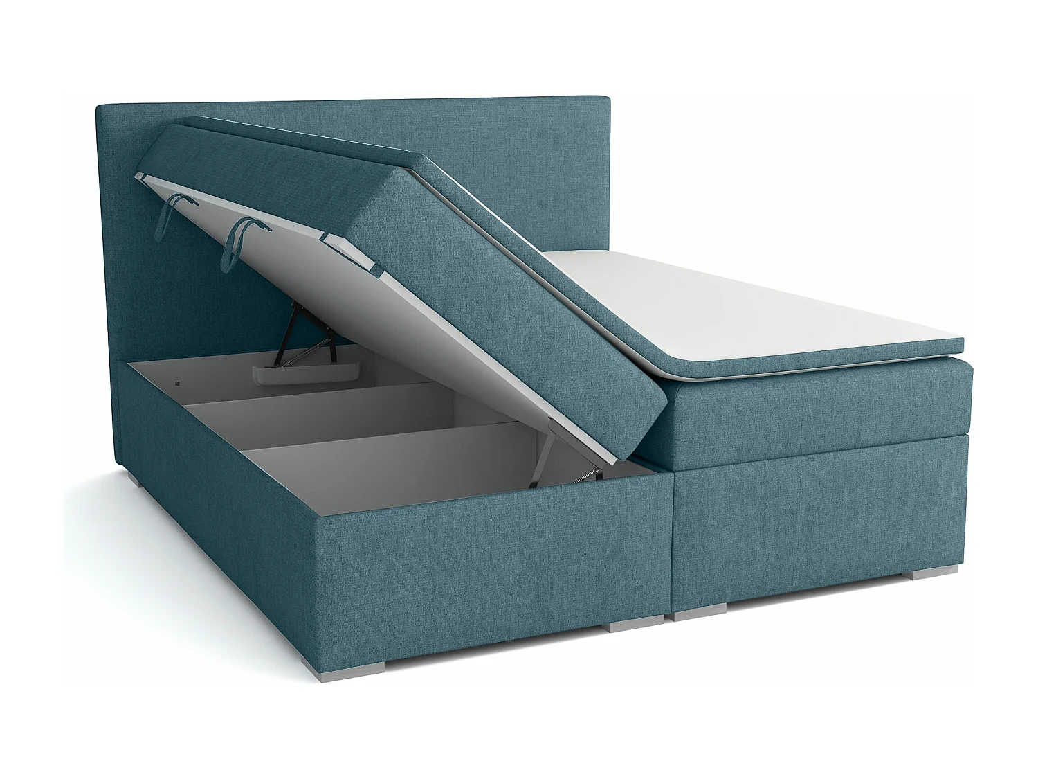 LIT BOXSPRING avec surmatelas Ennis 140x200 cm, Lux 30 (Bleu-vert)