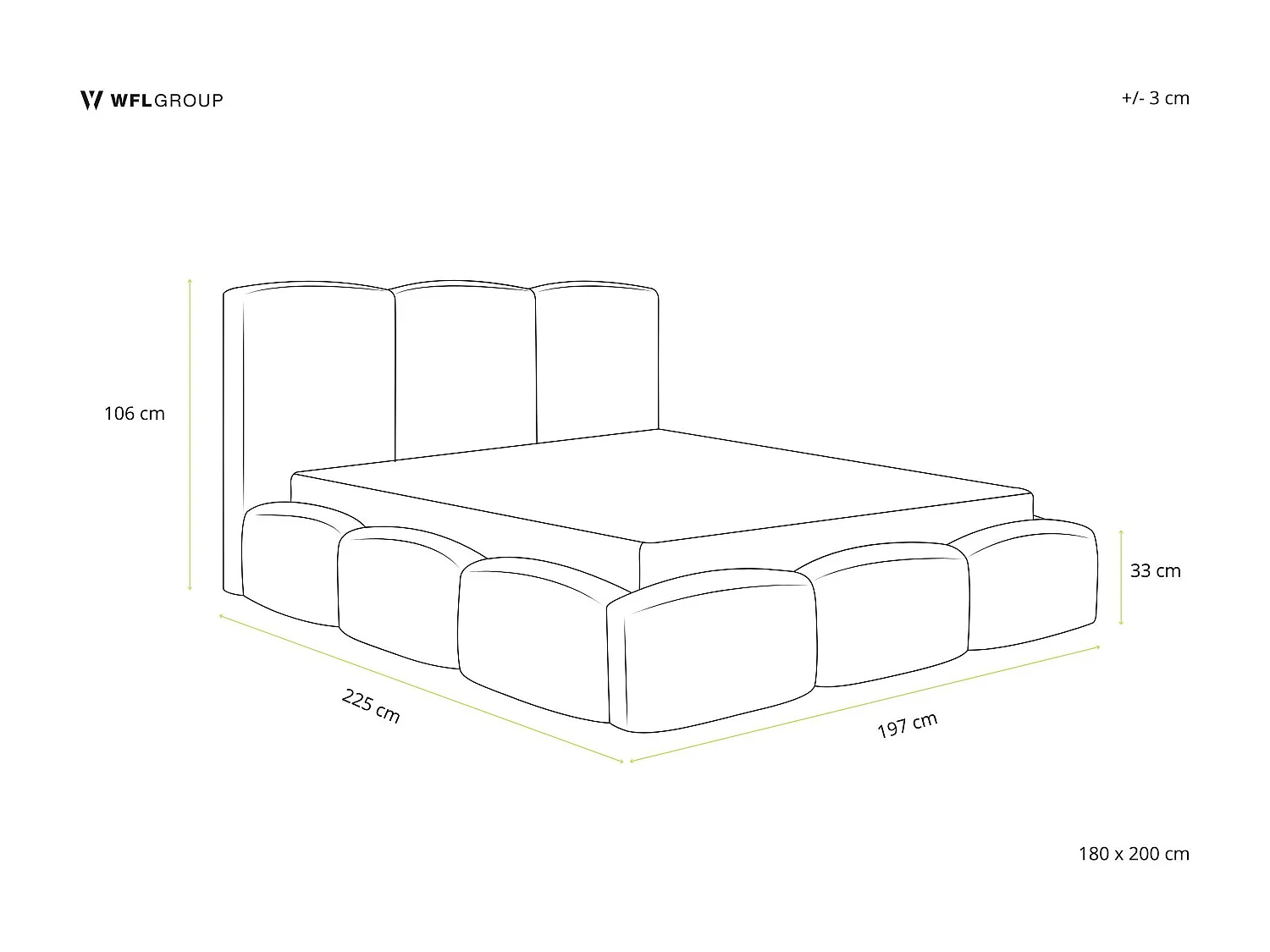 Polsterbett 180x200 – Bettkasten mit Lattenrost – Boucle oder Samt Schwarz – Hohes Kopfteil – Bettgestell ohne Matratze – Harmony – Modernes Doppelbett – Schwarz