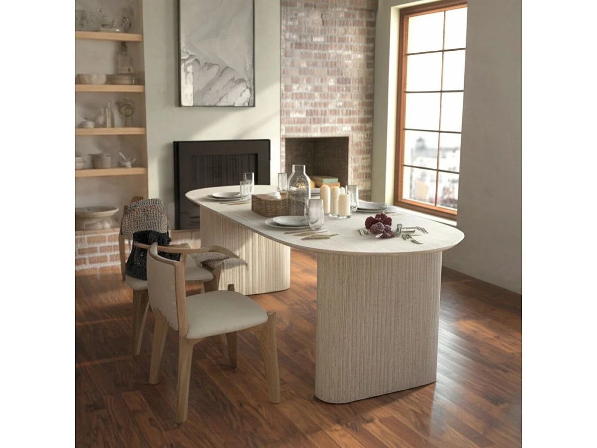 Mesa de comedor Pietra diseño extensible blanco 75x150-190-230x90 cm Adec