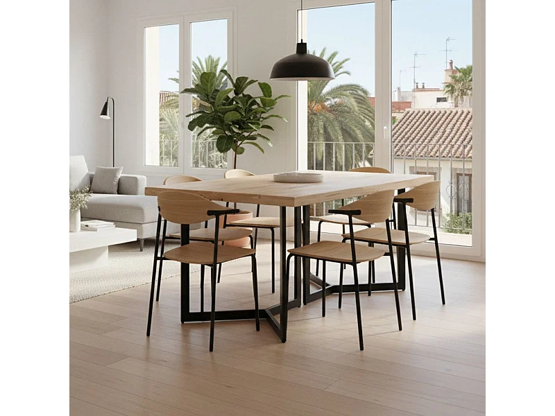 Mesa de comedor Artist diseño fijo roble nordish/negro 76x150x90 cm Adec