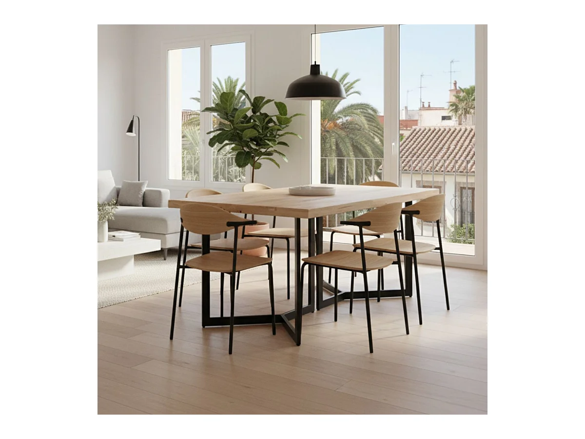 Mesa de comedor Artist diseño fijo roble nordish/negro 76x150x90 cm Adec